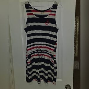Beach By Exist Striped Cotton Knit Mini Dress - Red, Navy, Cream NWT